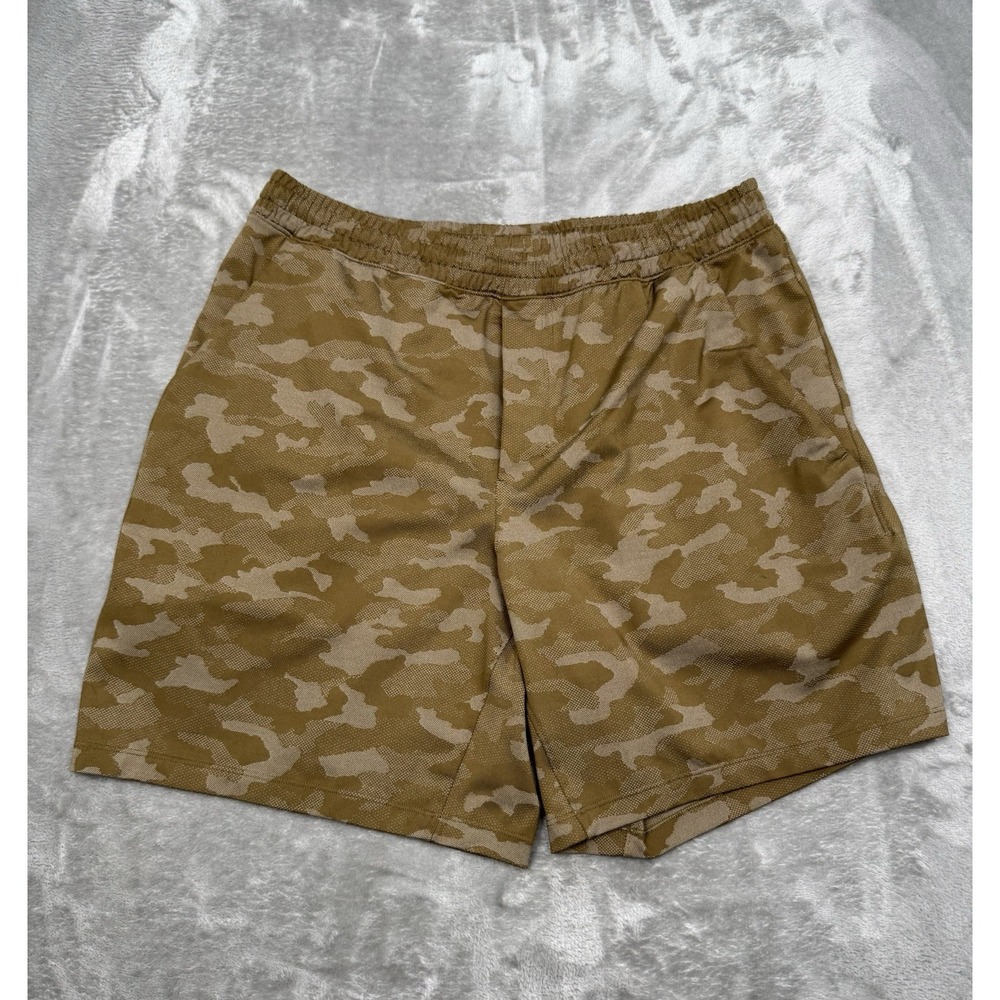 Lululemon Pace Breaker Shorts Mens Large Brown Gray Camo 7" Lined Athletic Gym